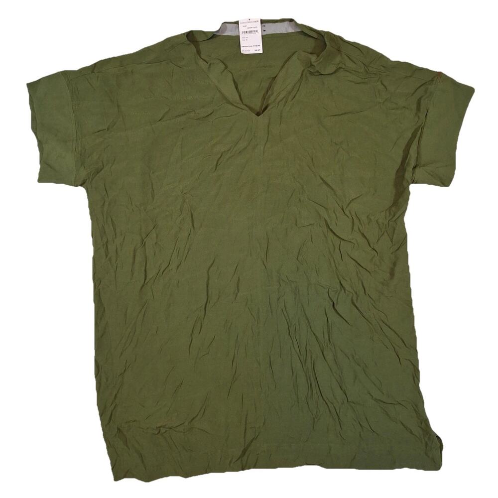 Nordstrom Rack Women Plus 3X Green V-Neck Tunic Tee Top Desert Olive NWT Casual